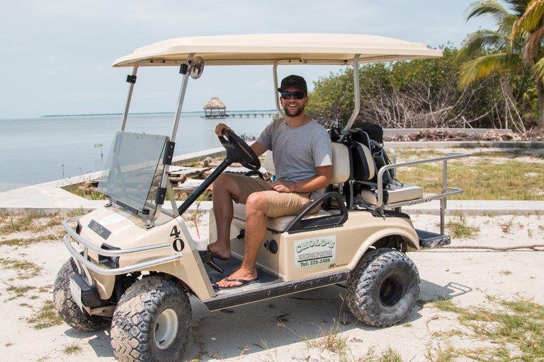 Exploring in our golf cart