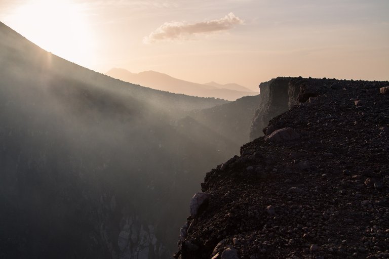 On the edge of the crater