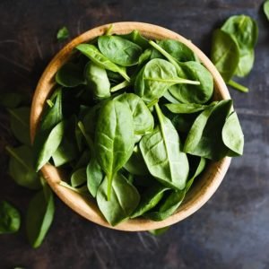 Spinach, a rich source of Vitamin B6 and Folate (B9)