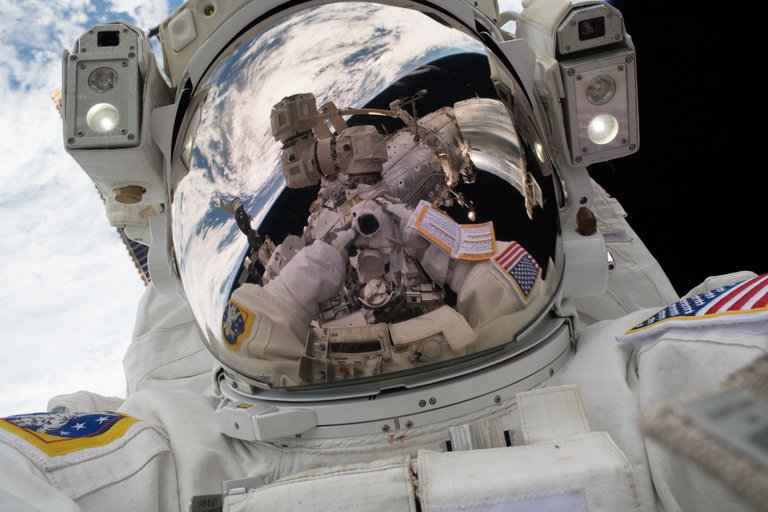 On Tuesday, Jan. 23, 2018, spacewalker Mark Vande Hei snapped his own portrait, better known as a “space-selfie,” during the first spacewalk of the year.