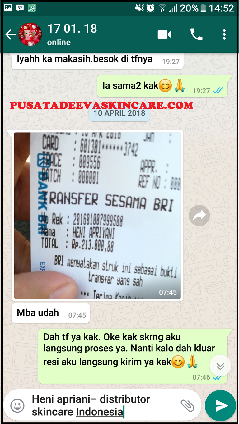 Bukti Transfer Adeeva Skincare