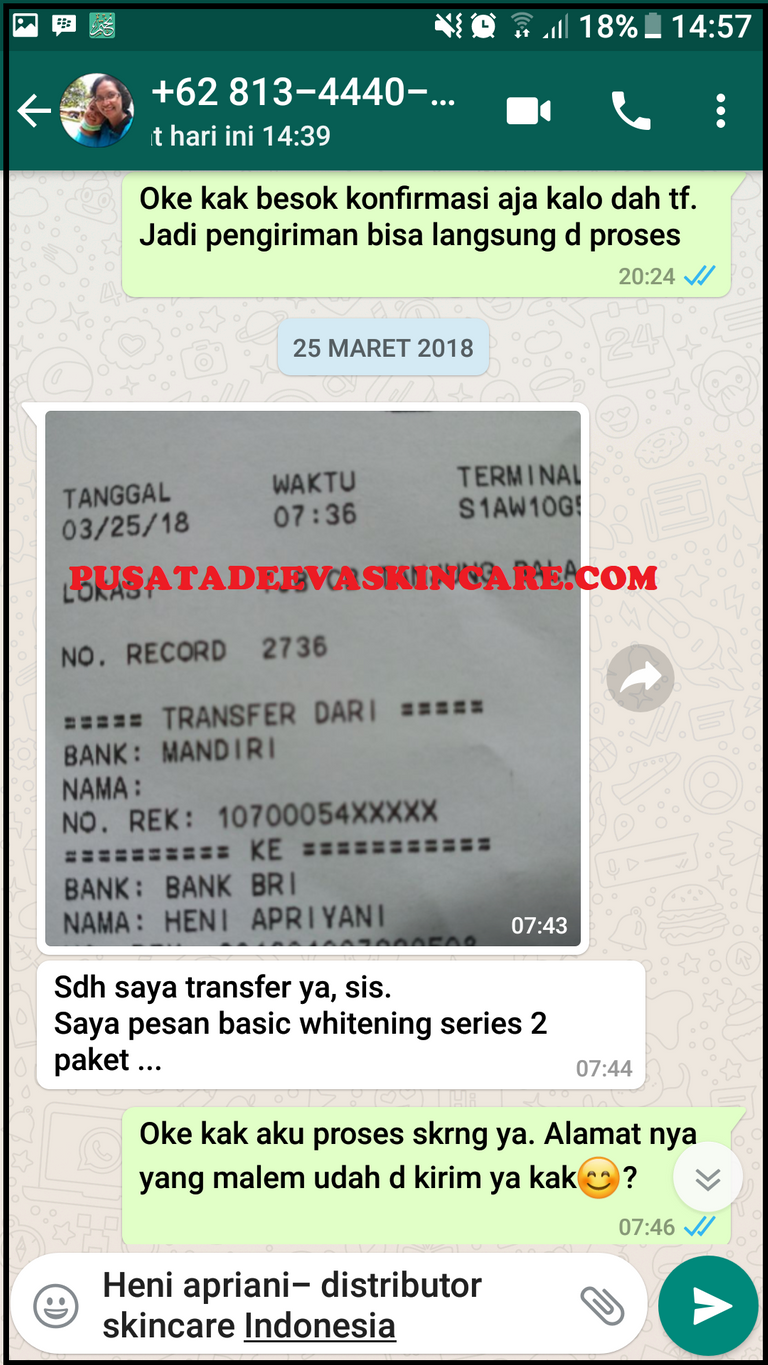 Bukti Transfer Adeeva Skincare