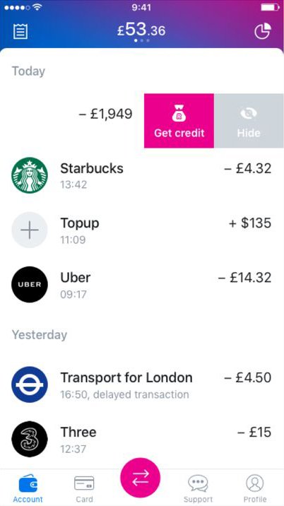 revolut app card ux