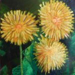 oil painting of 3 dandelions