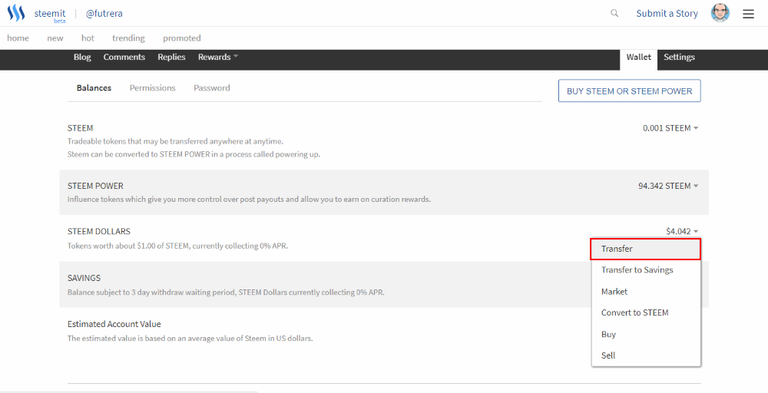 Transfer Steem Dollars.
