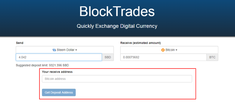 Establece la dirección de la billetera en donde recibirás los Bitcoins.