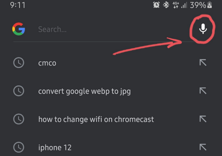 icon microphone di Google App