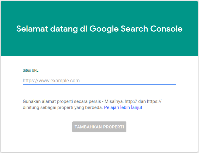 Webmaster Google Tools - Tambah properti situs