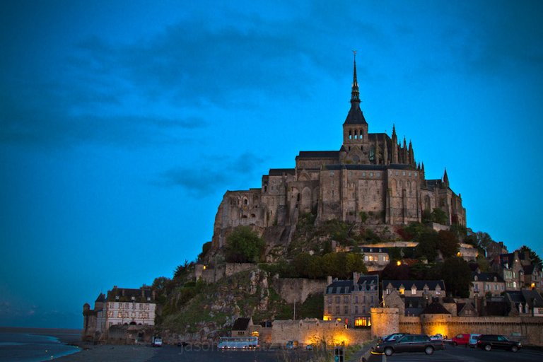 blue hour mont saint michel by DreamStream