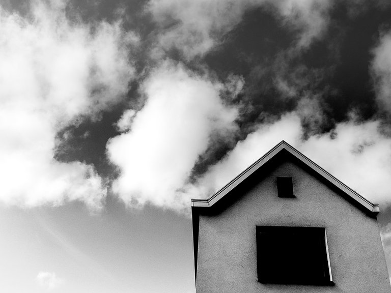 house and clouds