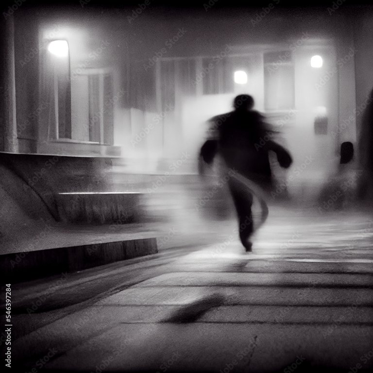Shadowy figure running in the dark, motion blur, noir aesthetic, black and  white, crime, thief, spy, stalker run away murder mystery (generative AI,  AI) Stock Illustration | Adobe Stock