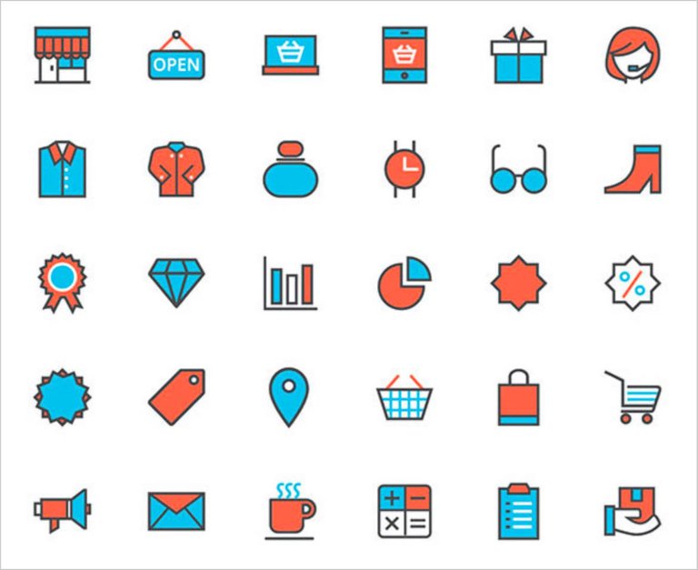 free-vector-flat-shopping-line-icons