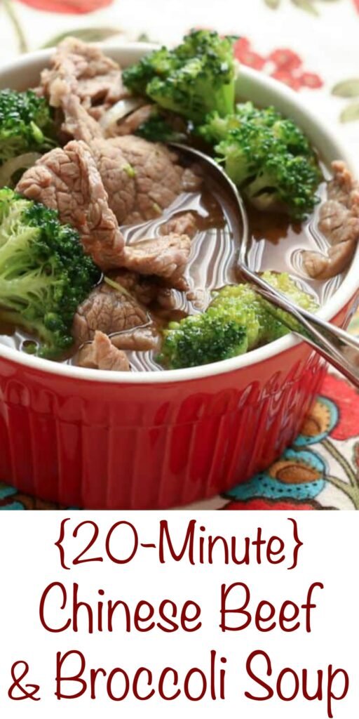 20 Minute Beef & Broccoli Soup - get the recipe at barefeetinthekitchen.com