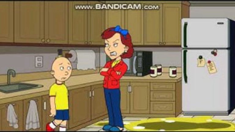 Caillou Pours Olive Oil and gets Grounded