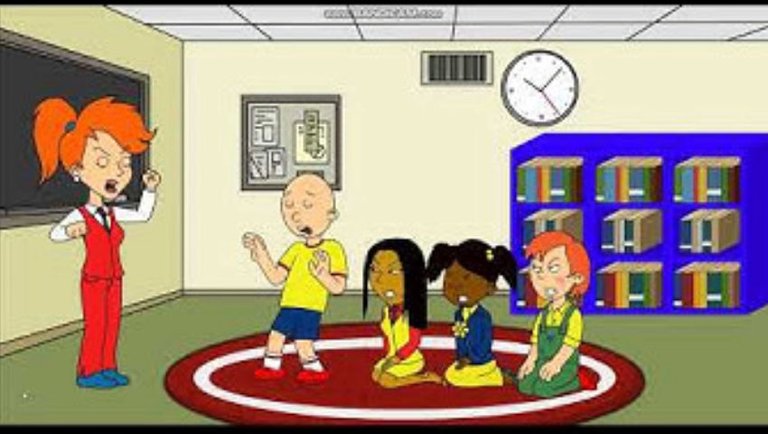 Caillou Flips Off At Mrs. Martin/Grounded