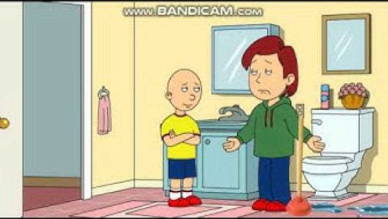 Caillou Clogs Up The Toilet And Gets Grounded