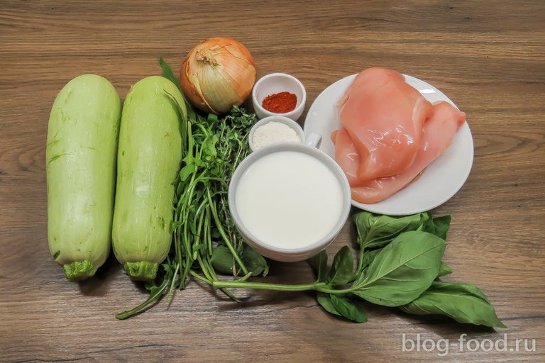 Chicken with zuccini in cream sauce