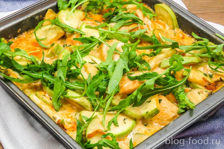 Chicken with zuccini in cream sauce