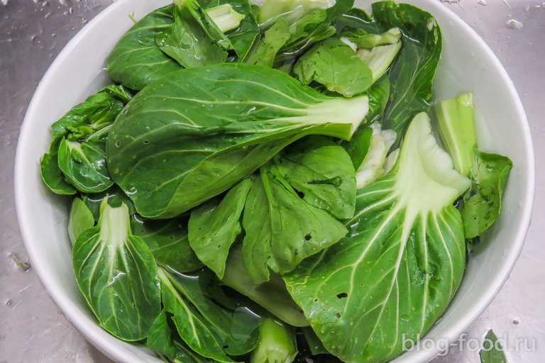 Hot salad of Bok-Choy (Pak-Choi)