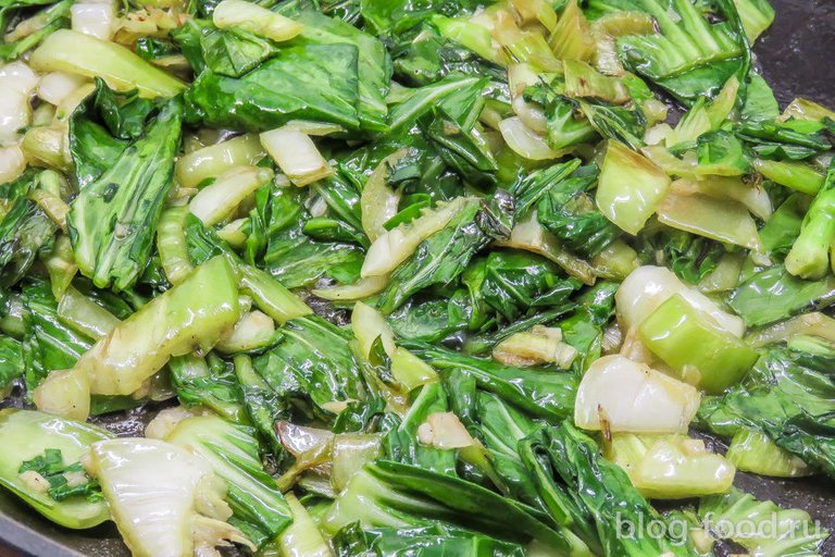 Hot salad of Bok-Choy (Pak-Choi)