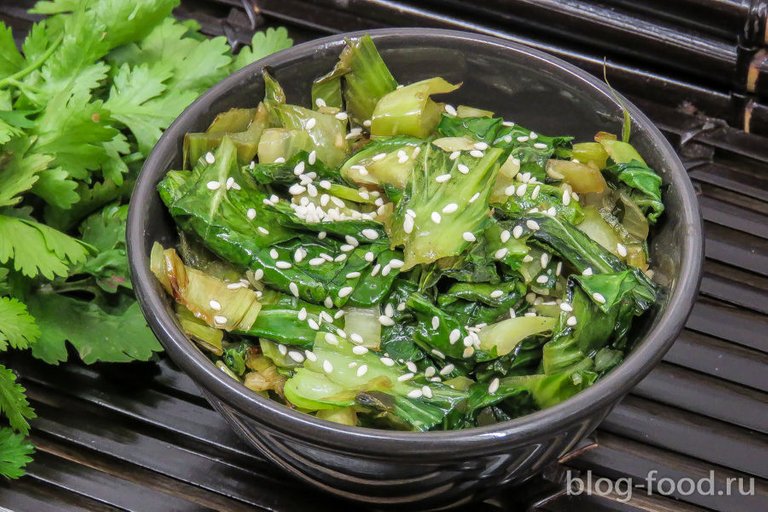 Hot salad of Bok-Choy (Pak-Choi)