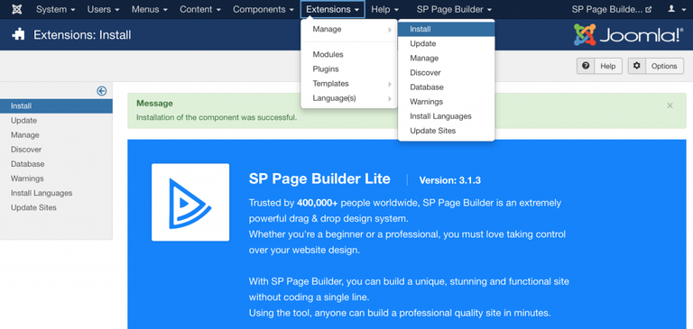 SP Page Builder Installation