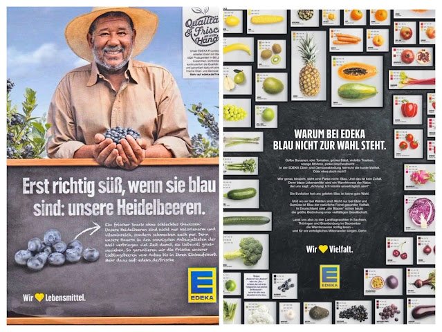 Manchmal wirbt Edeka für Blau, manchmal warnt die Firma davor