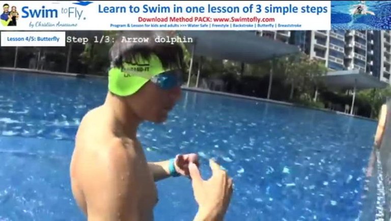 LEARN to SWIM BUTTERFLY in 3 steps - tutorial lesson for BEGINNERS Kids or Adults (480p)