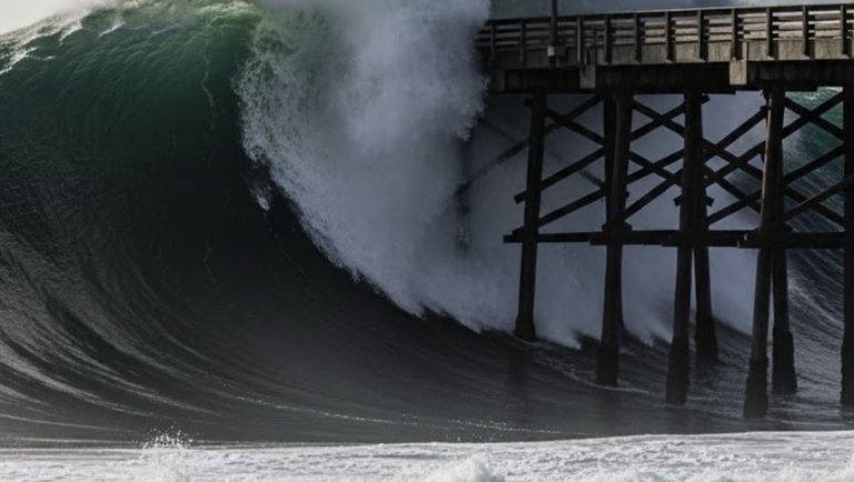 Pier Gets Gobbled up by Enormous Wave