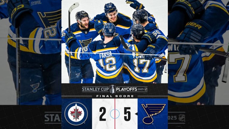 St Louis Blues scores 3 goals in 2 Minutes to beat the Winnipeg Jets 5-2
