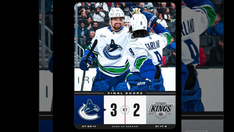 Vancouver Canucks win in Overtime