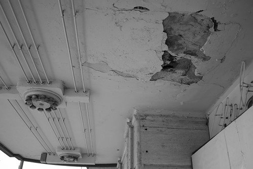 Crumbling canopy in the front of the building