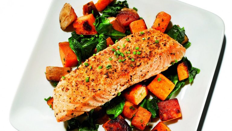 Hasil gambar untuk salmon with sweet potato