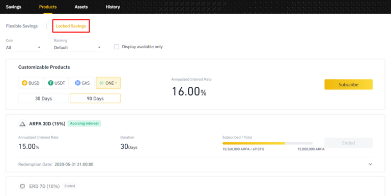 Locked savings in binance