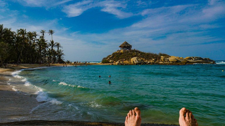 My boyfriend enjoying the paradisiacal landscapes of Tayrona National Park, Colombia.