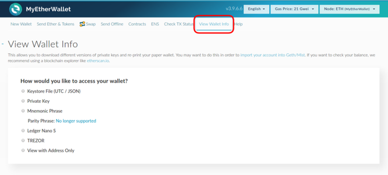 Select View Wallet