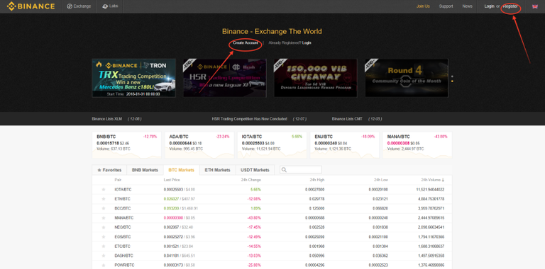 Binance Landing Page