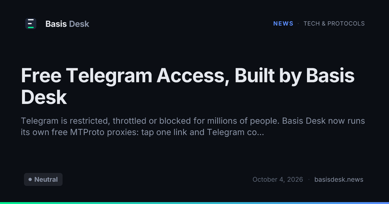 Free Telegram Access, Built by Basis Desk
