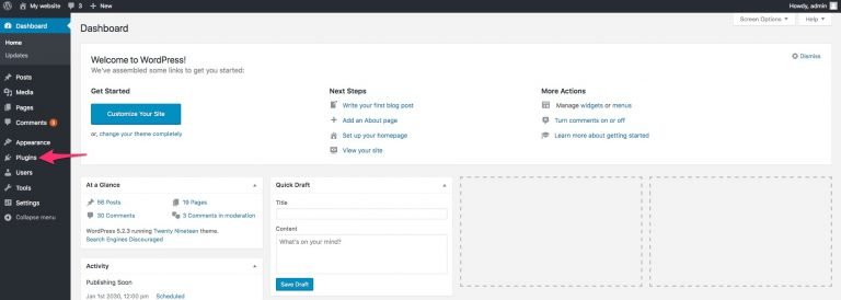 wordpress plugins menu