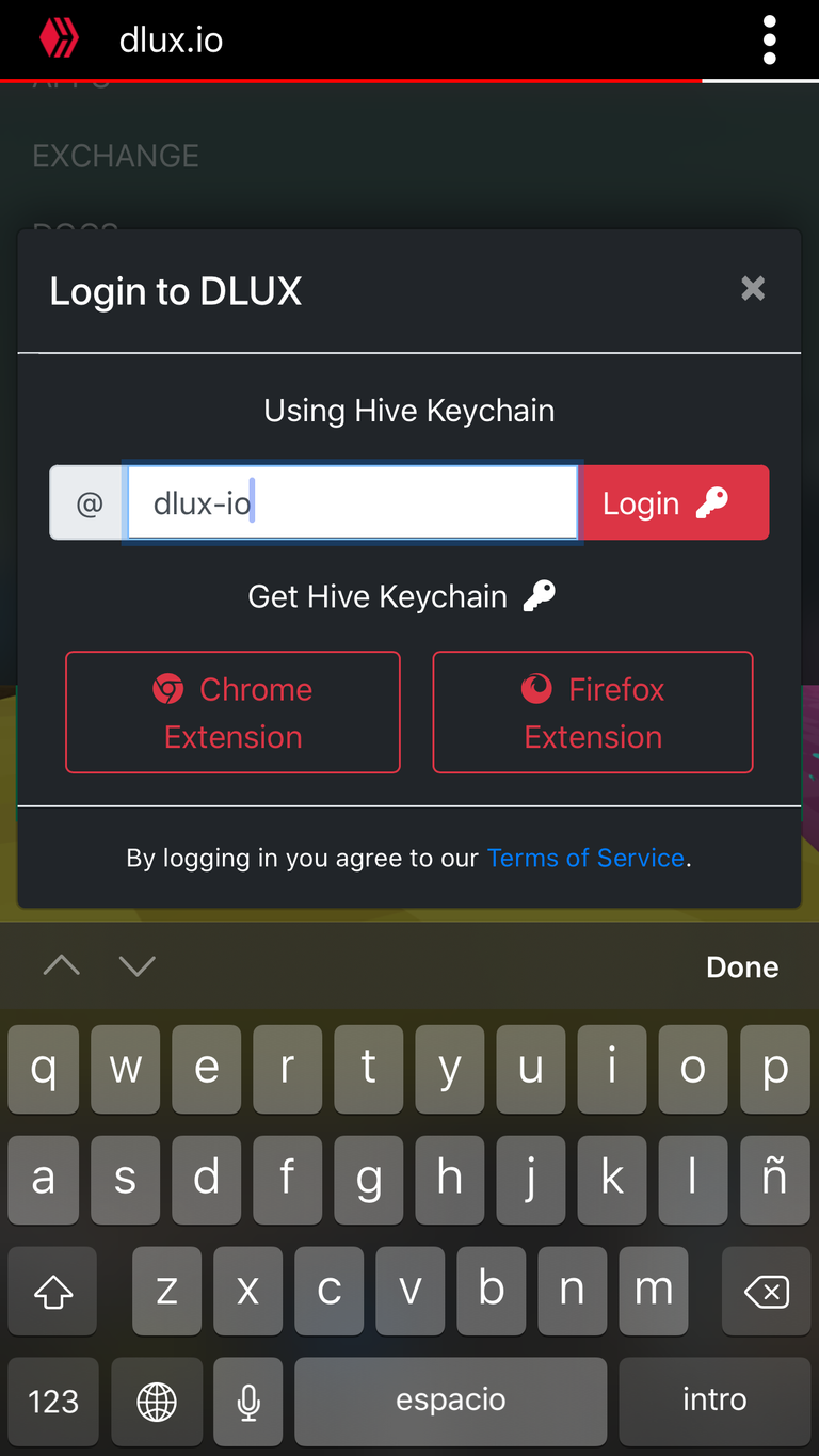 Click Login in the menu and type your Hive account name