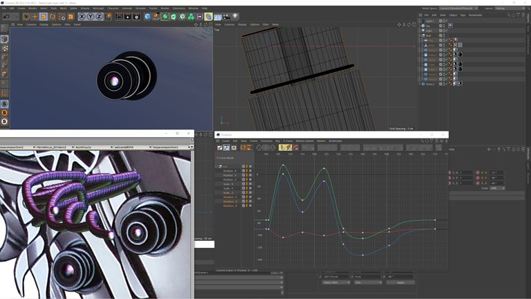 Tweaking the telescope eyes animation timing with function curves