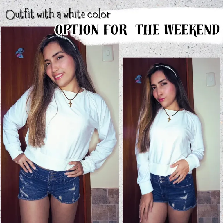 Outfit with a white color option for the weekend 