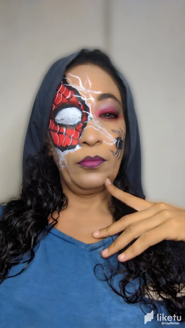 Spiderman-inspired make-up artistry