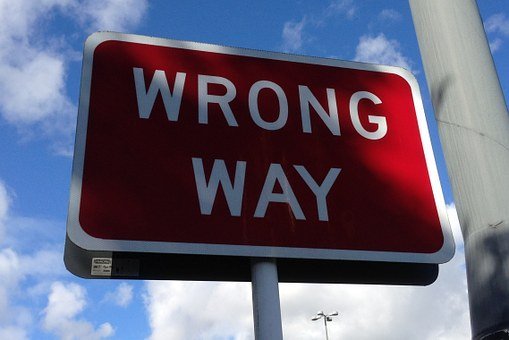 Wrong Way, Sign, Road, Caution, Warning