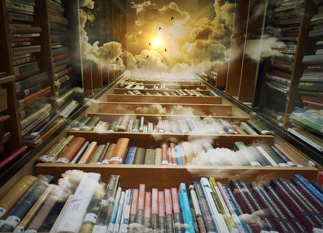 Library, Sky, Birds, Mystical, Clouds