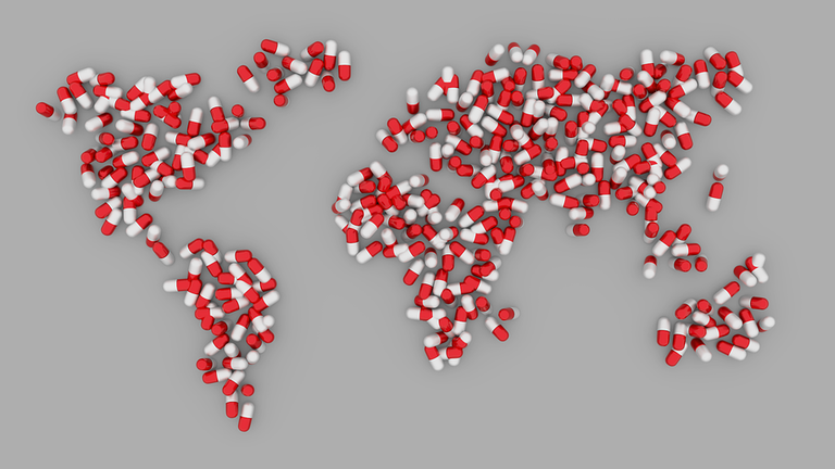 World, Map, Pill, Earth, Healthcare, Pharmaceuticals