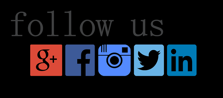 Follow, Facebook, Twitter, Instagram