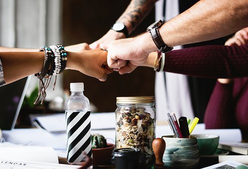 People, Group, Friends, Fist Bump