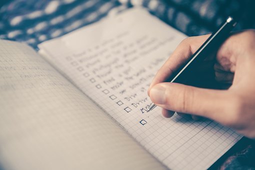 Checklist, Goals, Box, Notebook, Pen