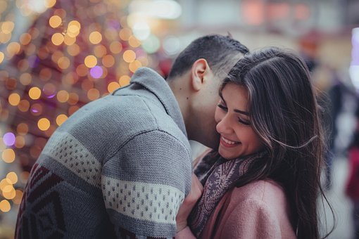 Bokeh, People, Couple, Kiss, Man, Woman